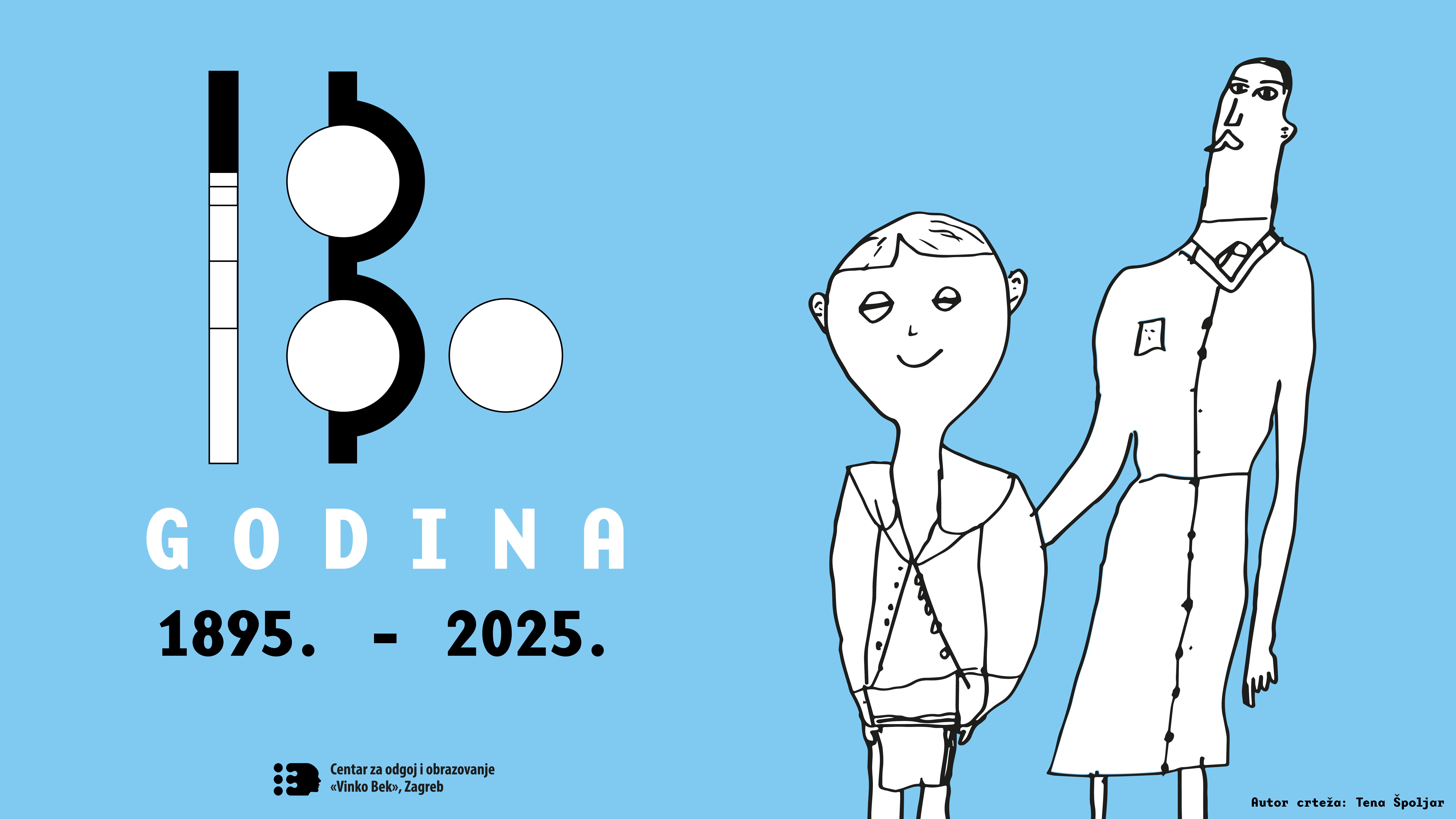 Vizualni identited Centra "Vinko Bek" povodom obilježavanja 130 godina rada. Na slici je umjetničkim stilom napisano 130 godina. Dugi bijeli štap predstavlja broj 1, a naočale broj 3. S desne strane od broja 130 nalazi se crtež naže korisnice Tene Špoljar koji prikazuje Vinka Beka i njegovog učenika Hina. Ispod svega piše 1895. - 2025.